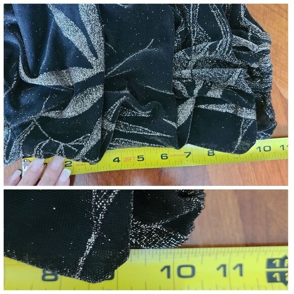 MSK Lined Blouse‎ Medium Glitter Print Floral Off The Shoulder Puffed Sleeves - Picture 10 of 12